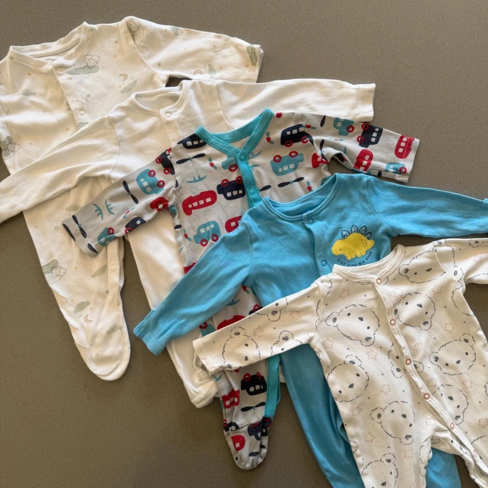 Baby Boy 0-3 months Bundle 5 Sleepsuits Babygrows (51 08)