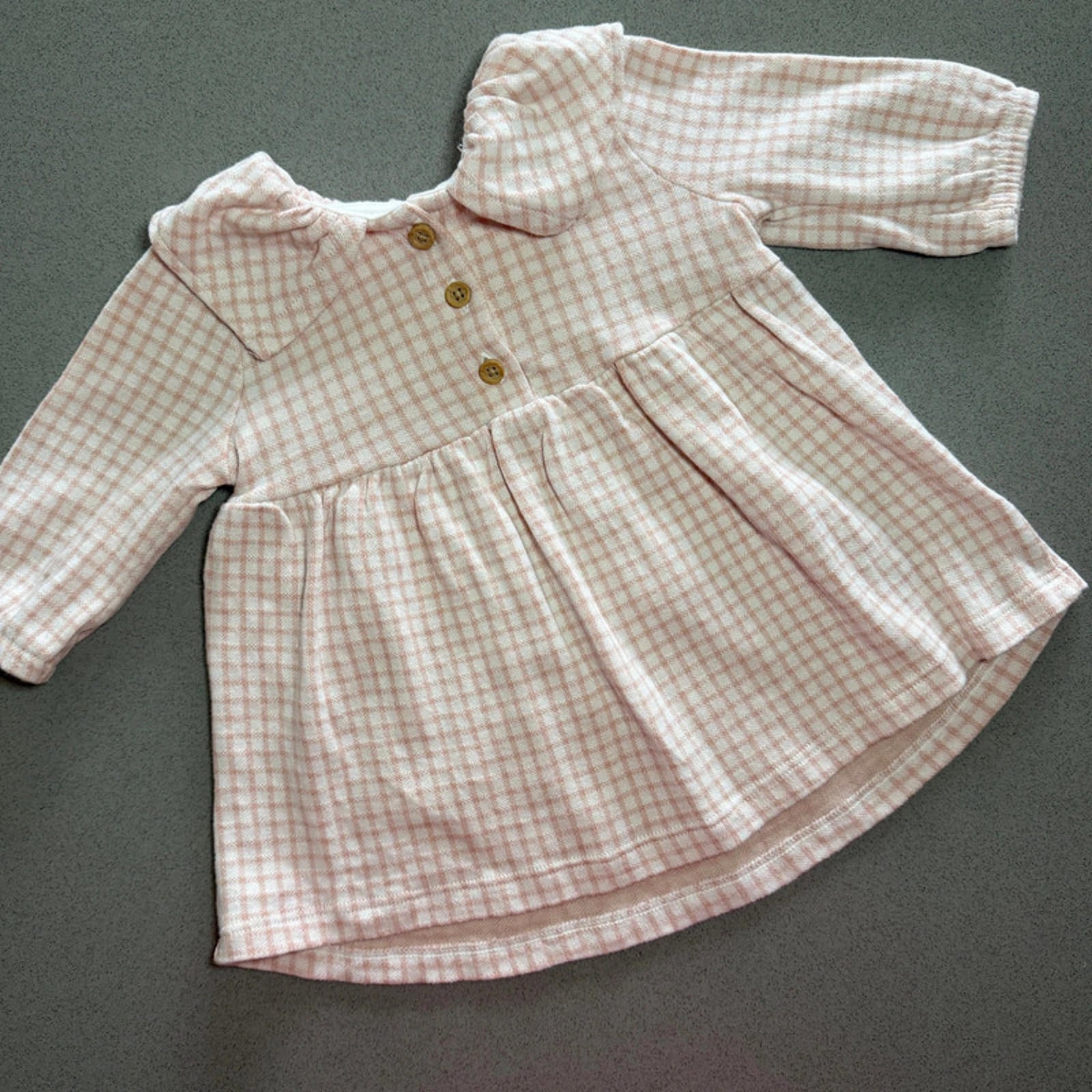 Baby Girl 0-3 months George Pink Checked Collared Warm Dress (32 01)