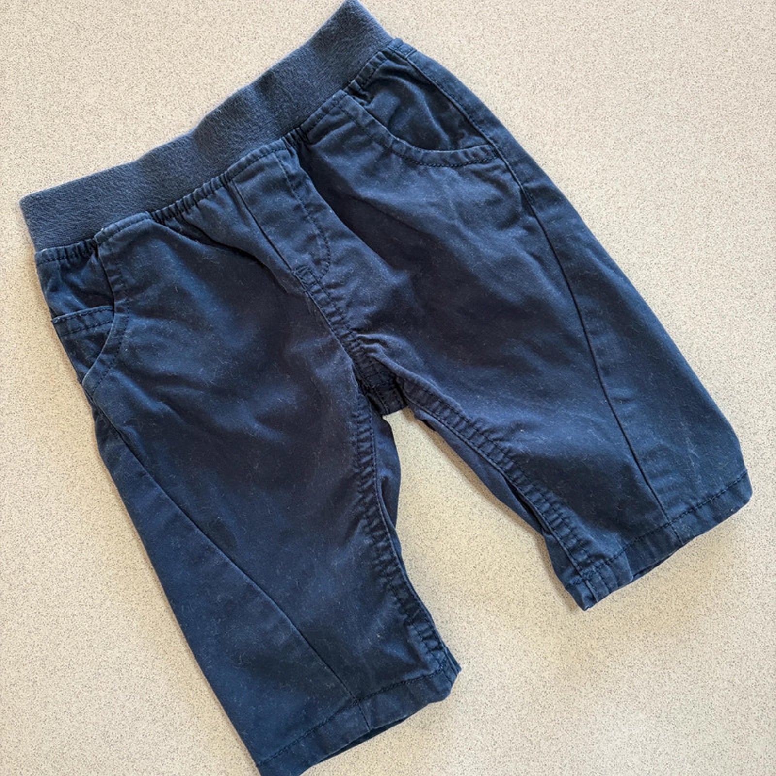 Baby Boy 0-3 months Next Blue Cotton Trousers with Comfort Waist (30 11)