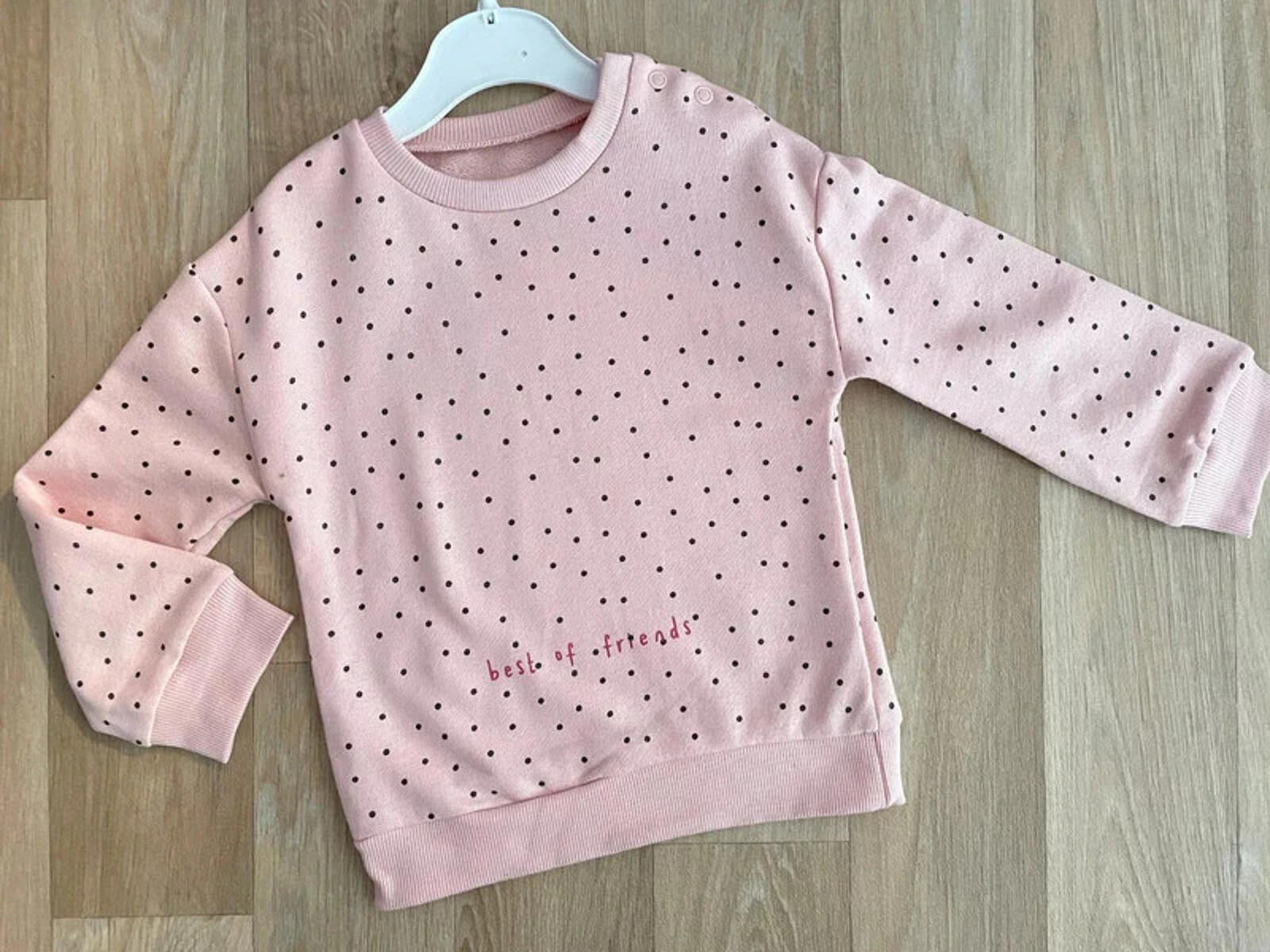 Girl 2-3 Years Ex Mothercare Pink Spotty Pullover Sweatshirt Best Friends (39 13)