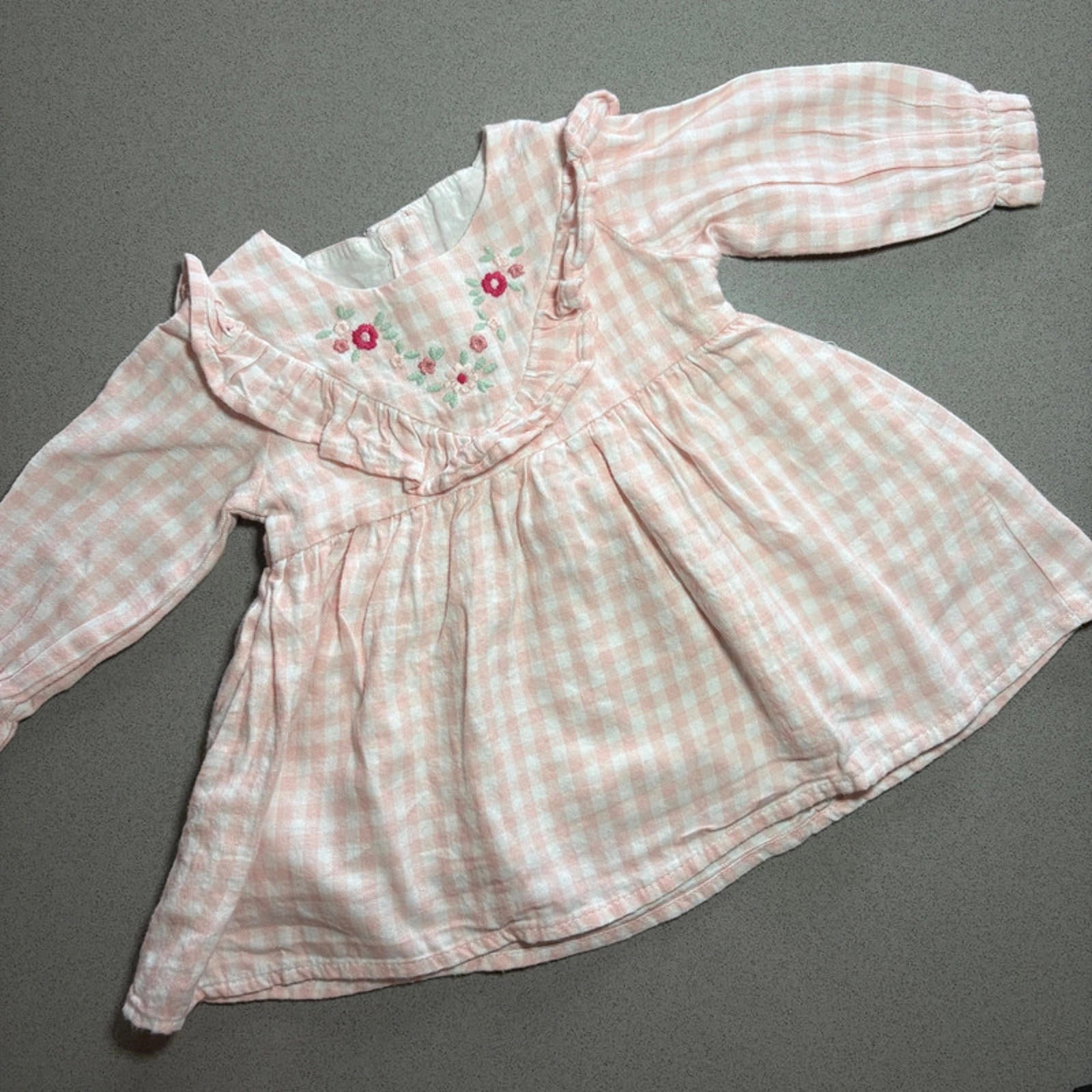 Baby Girl 0-3 months Matalan Pink  Long Sleeve Lined Embroidered Dress (50 26)