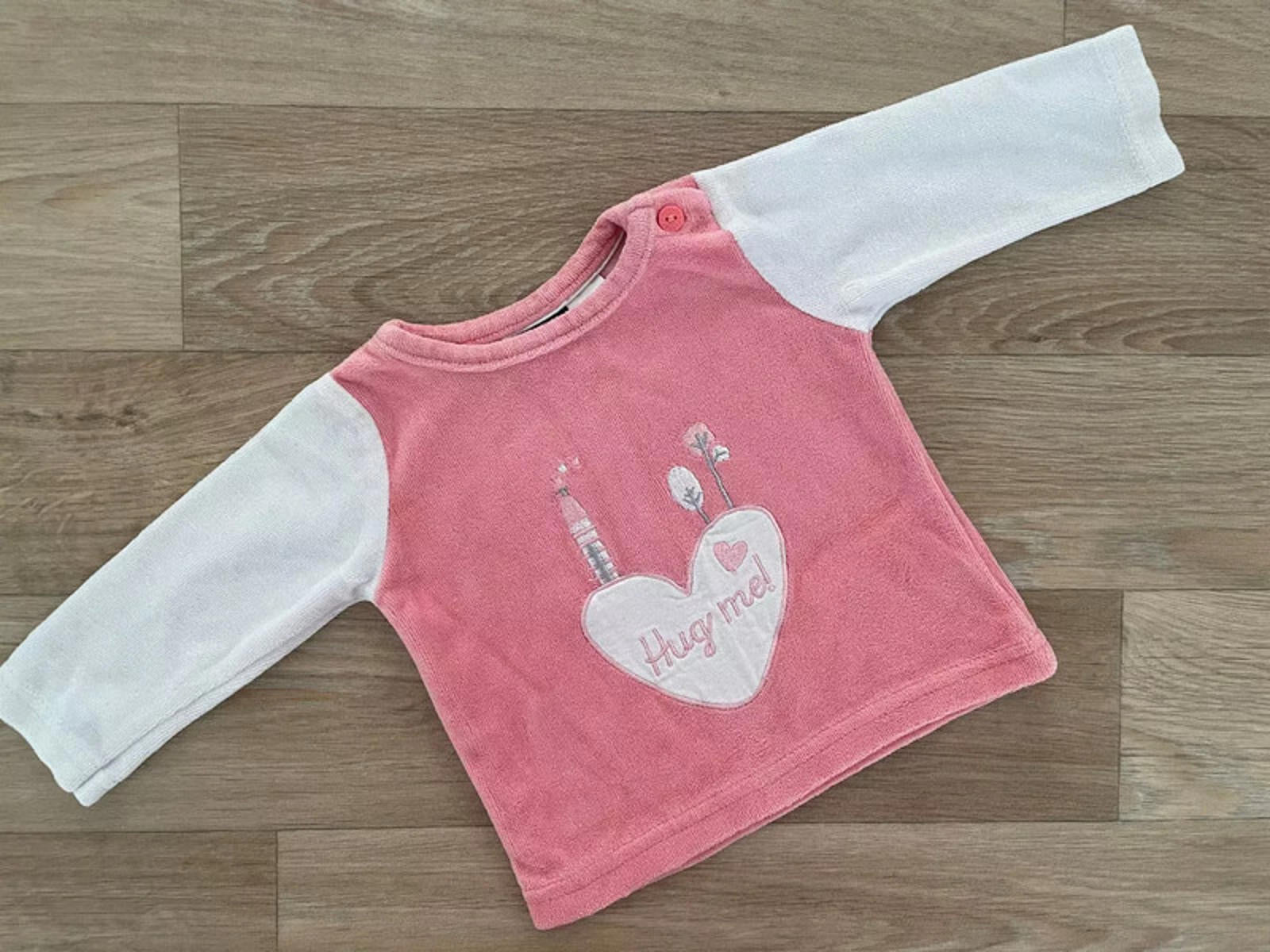 Baby Girl 0-3 months Lupilu Pink White WArm Long Sleeve Top Hug Me (16 25)