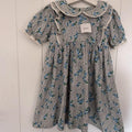 Girl age 3-4 years Next Blue Floral Collared Short Sleeve Dress (43 04)