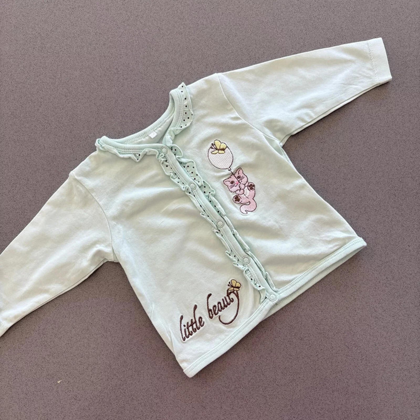 Baby Girl 1-2 months Name It Green Embroidered  Little Beauty Top (21 12)