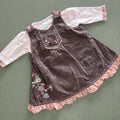 Baby Girl 0-3 months Next Brown Embroidered Corduroy Pinafore Dress set (19 10)