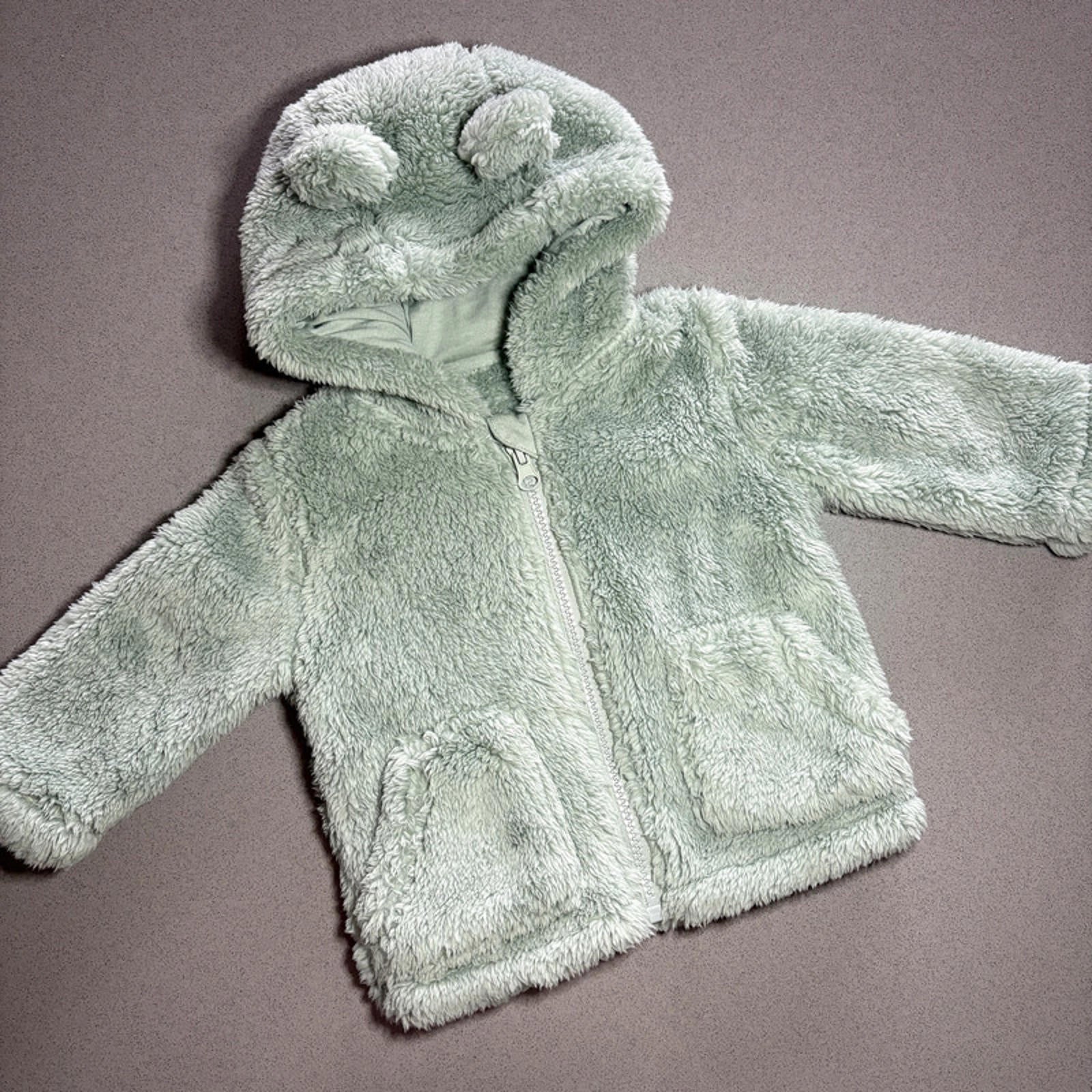 Baby Boy Girl Unisex 3-6 months TU Green Fluffy Furry Zip Up Hoodie
