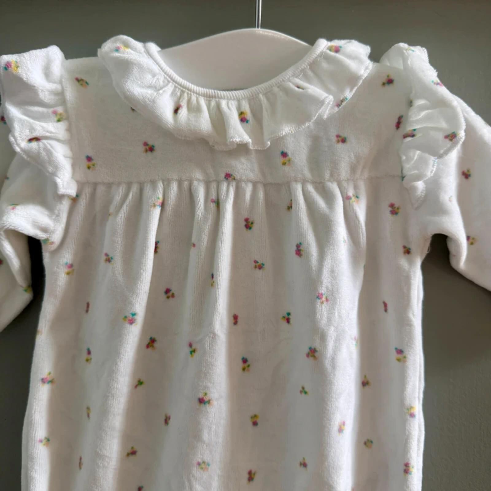 Baby Girl 1 month 4.5 kg Next White Floral Babygrow with Ruffles (34 23)