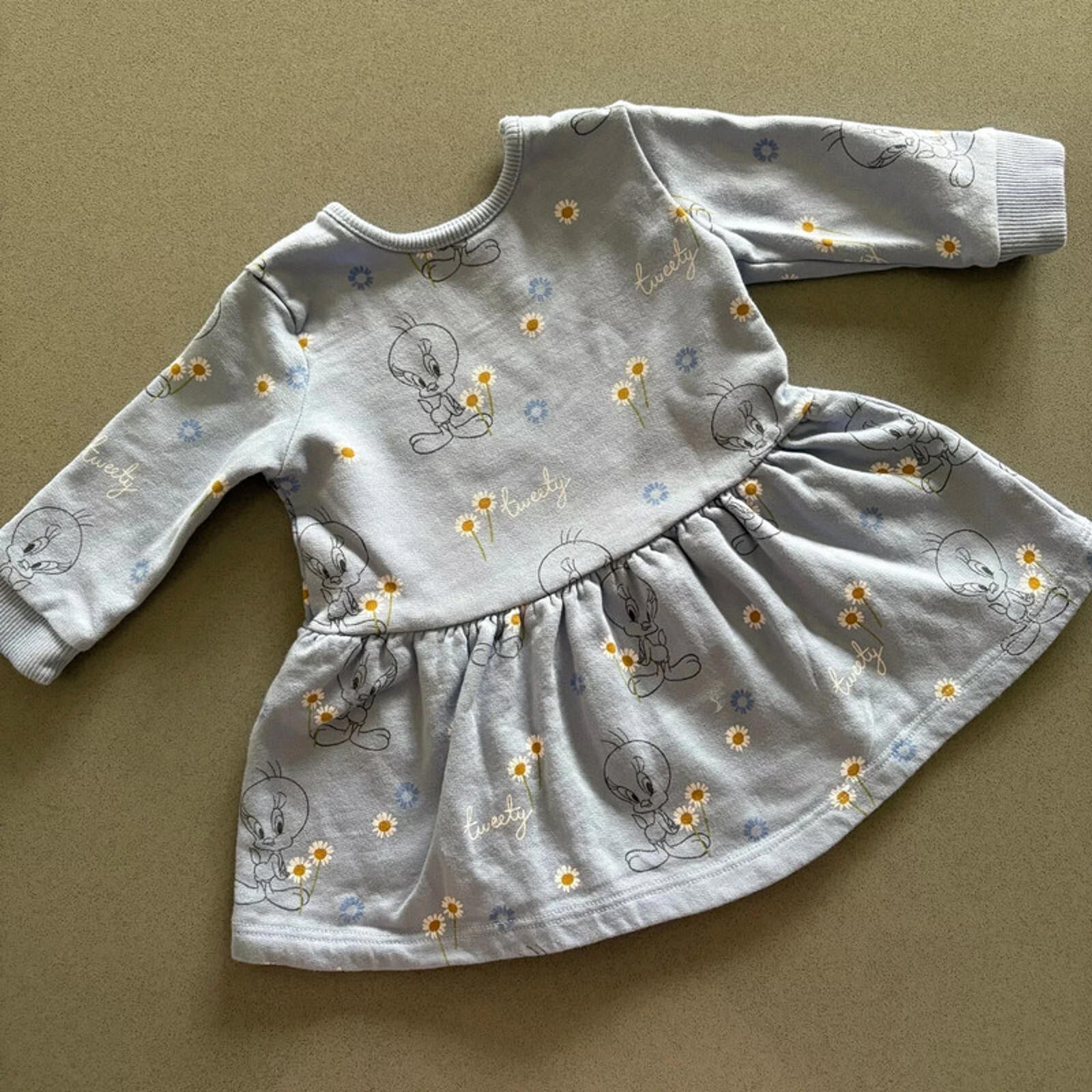 Baby Girl 0-3 months Looney Tunes Tweety  Long Sleeve Blue Jersey Dress (49 13)