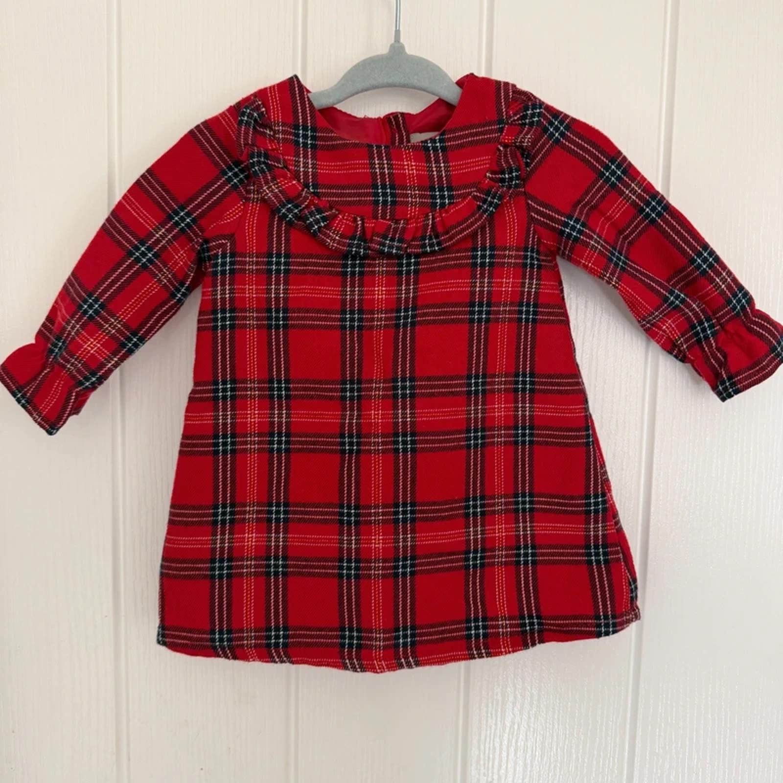 Girl age 3-6 months Primark Red Long Sleeve Tartan Lined Dress (50 20)