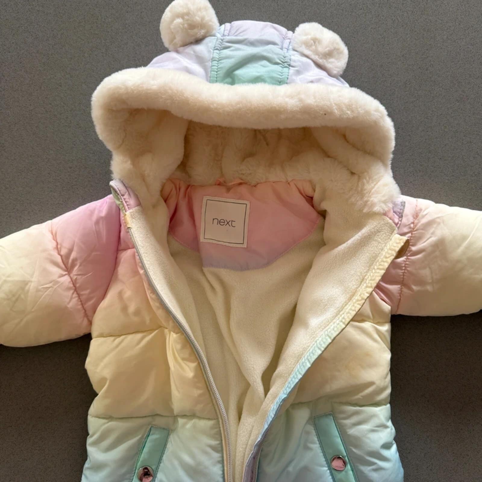 Baby Girl 3-6 months Next Pastel Rainbow Striped Snowsuit (41 11)