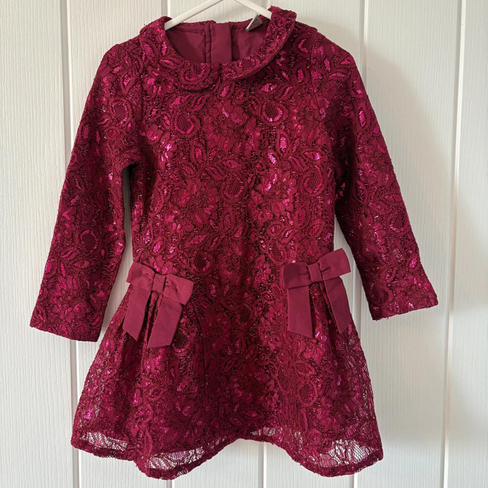 Girl 2-3 years TU Lace Metallic Burgandy Collared Occasion Dress (40 30)