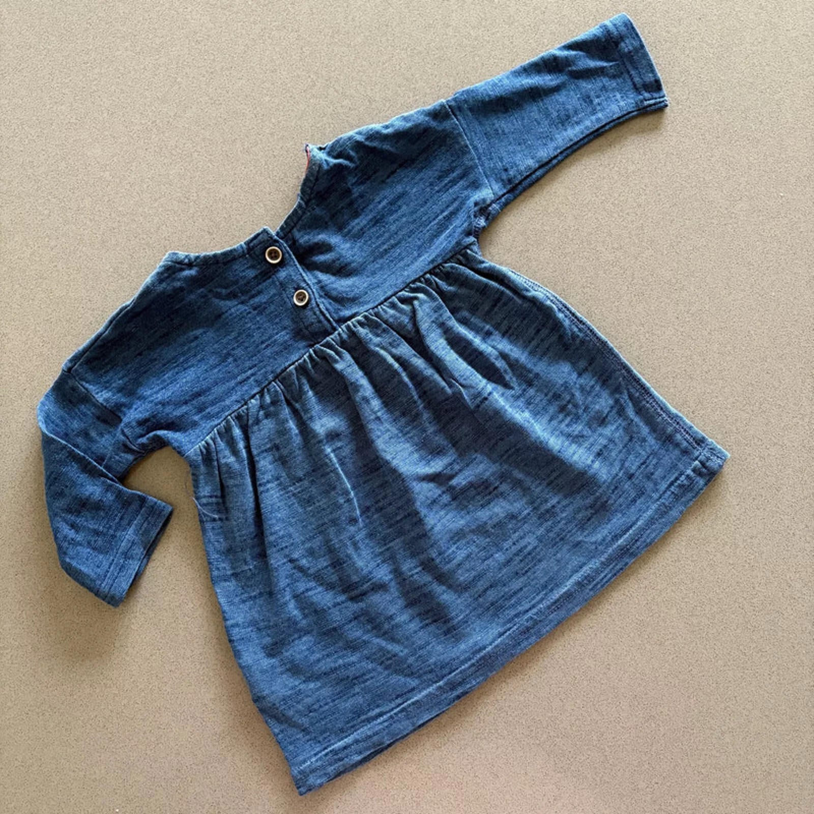 Baby Girl 0-3 months NEXT Blue Marl Long sleeve 2 Tone Jersey Dress (54 11)