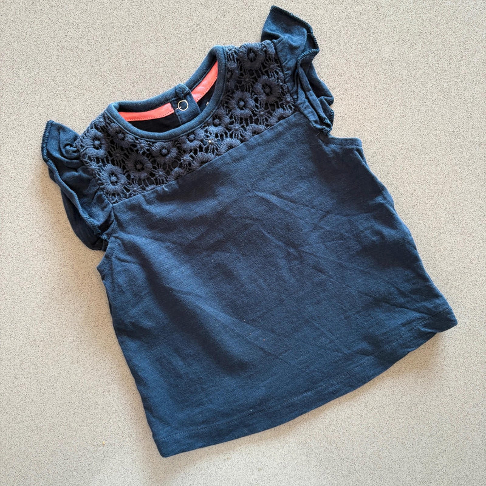 Baby Girl 3-6 months F&F Blue Sleeveless Top with Floral Cut Detailing (50 22)