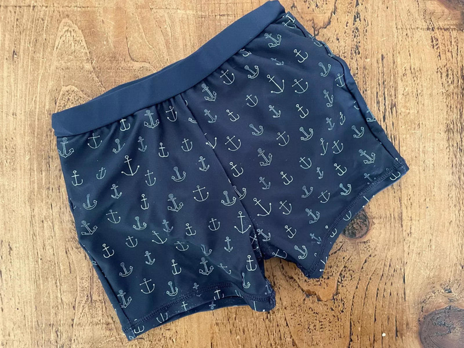 Baby Boy 12-18 months TU Blue anchor swimming trunks integral swim nappy (29 28)