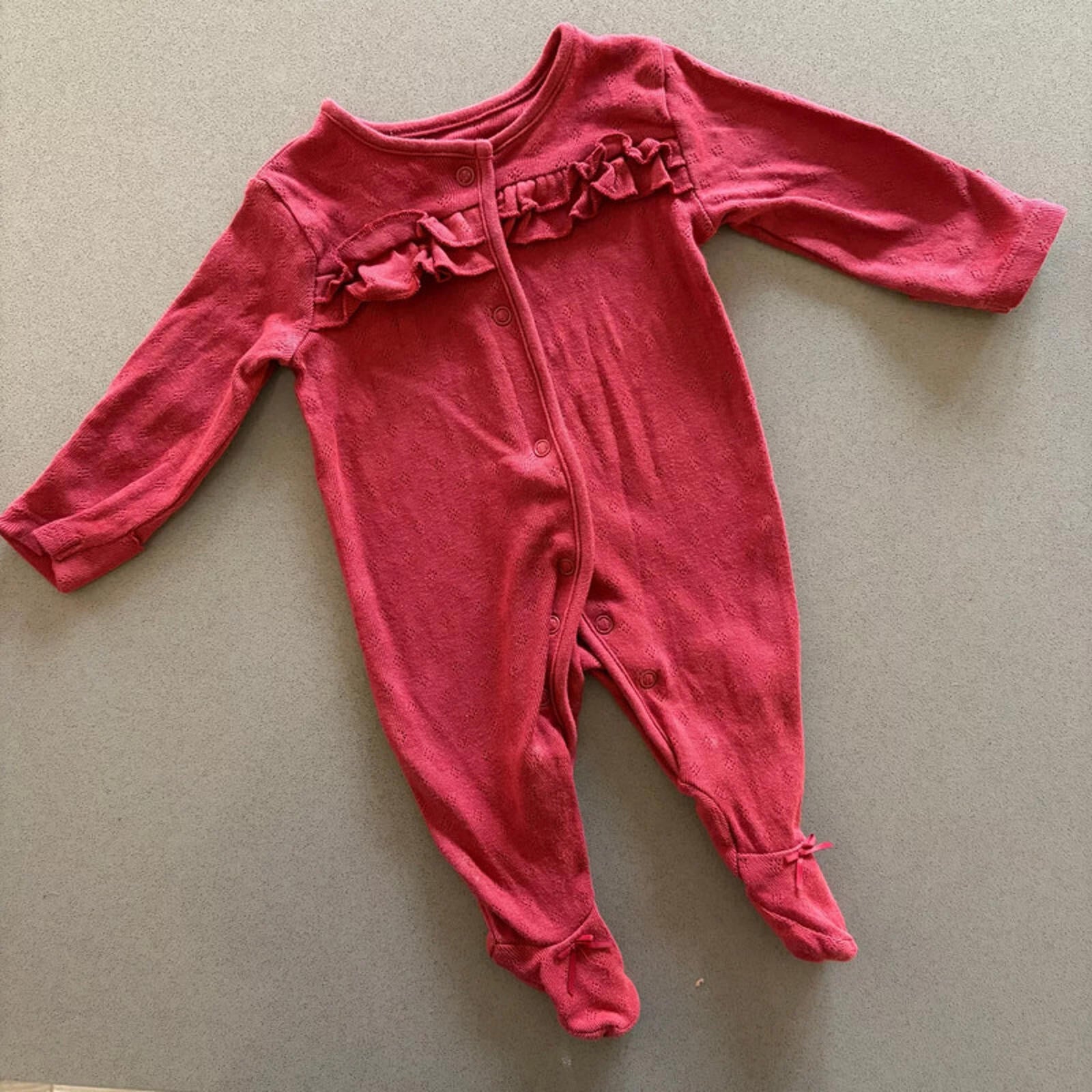 Baby Girl First Size 4.1kg George Burgandy Red  Babygrow with Ruffles (39 20)