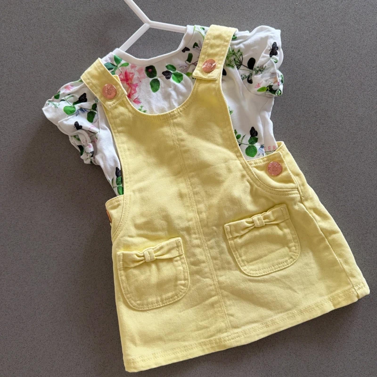 Baby Girl 6-9 months Ted Baker Yellow Pinafore Dress Set (28 27)