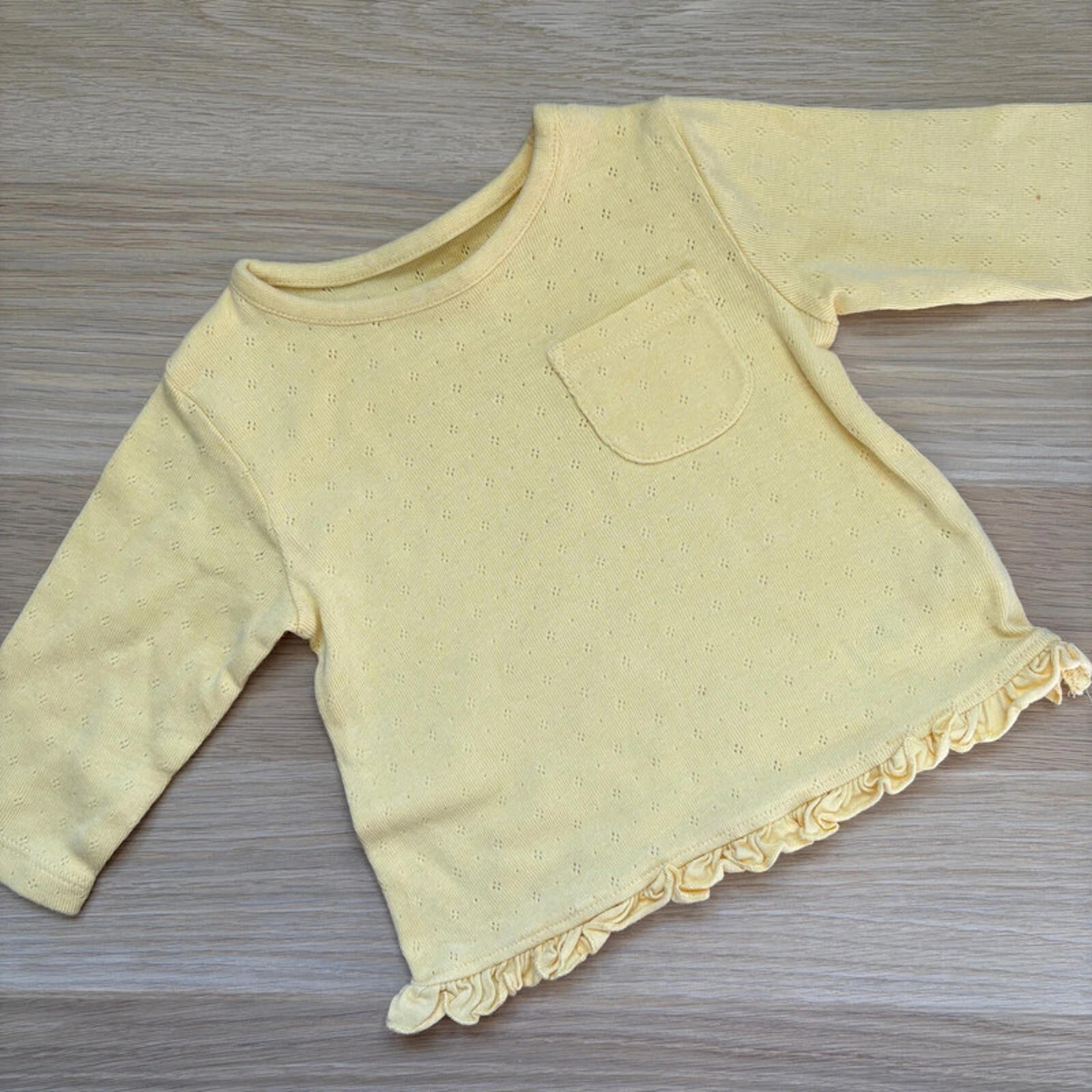 Baby Girl 0-3 months George Yellow Long Sleeve T-shirt with Ruffles (15 22)