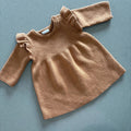 Baby Girl 0-3 months F&F Brown Knitted Winter Long Sleeve Dress Ruffles (26 02)