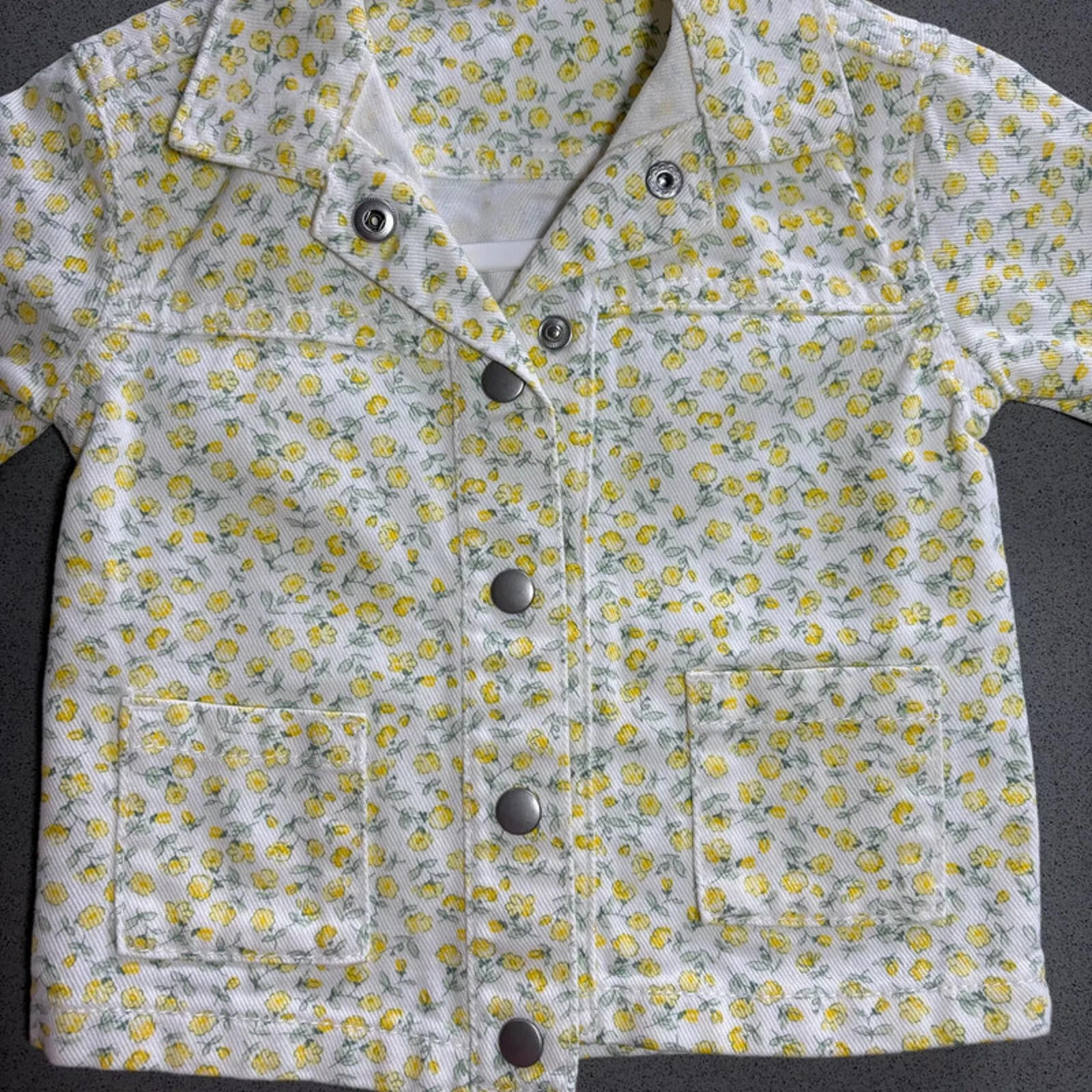Baby Girl 0-3 months F&F Yellow Flower Denim Twill Cotton Jacket  (48 11)
