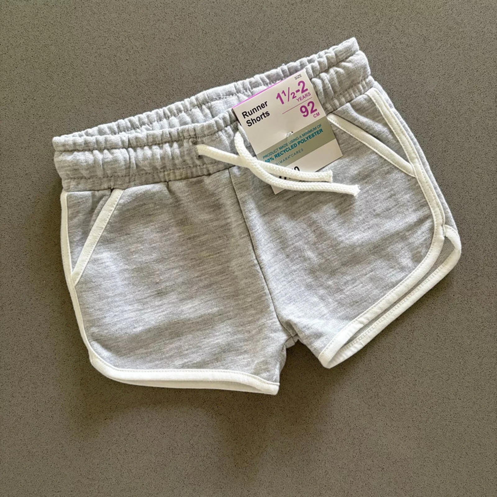 Baby Girl 18-24 months Primark Grey Runner Shorts Elasticated BNWT (36 18)
