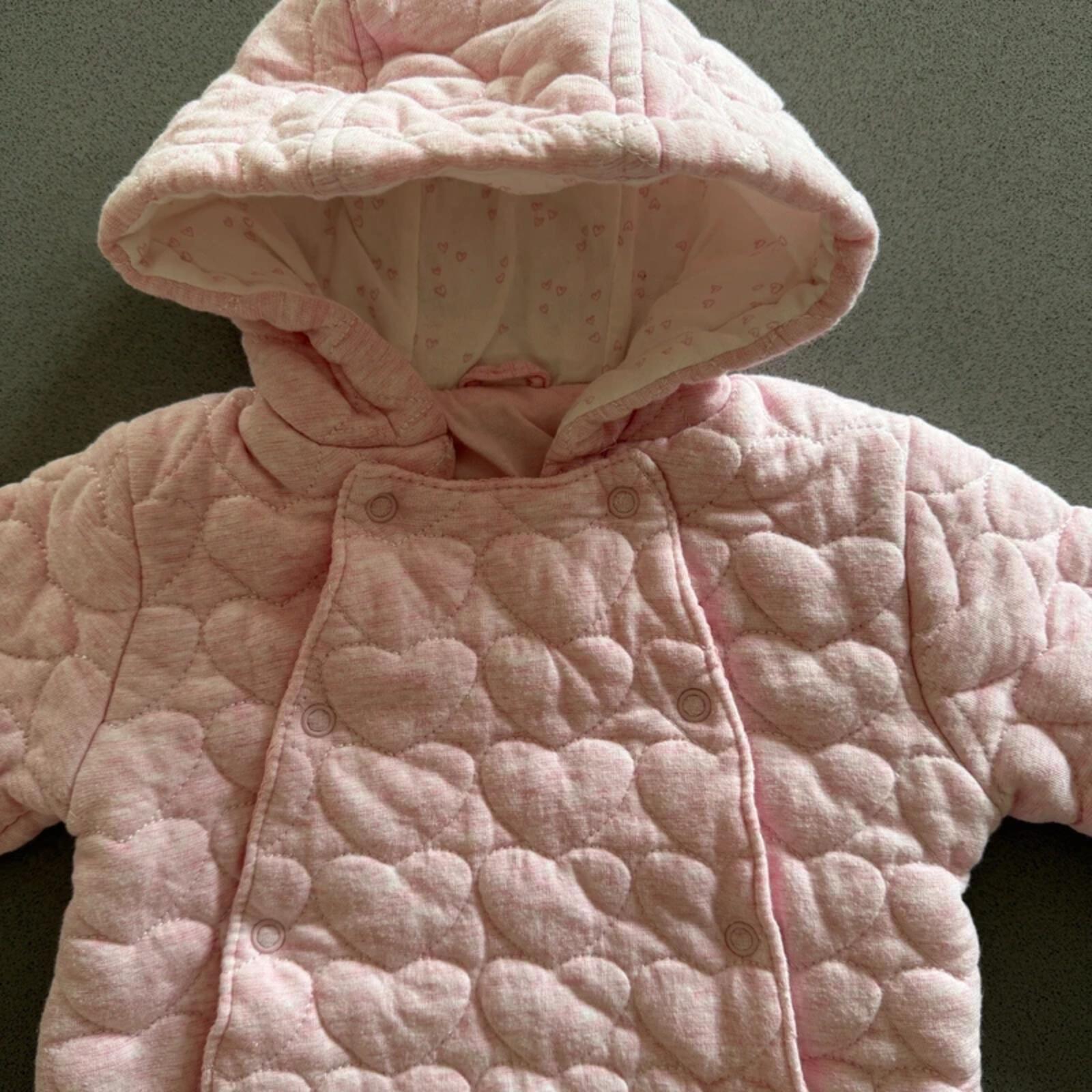 Baby Girl 0-3 months George Pink Quilted Hooded Snowsuit (15 18)