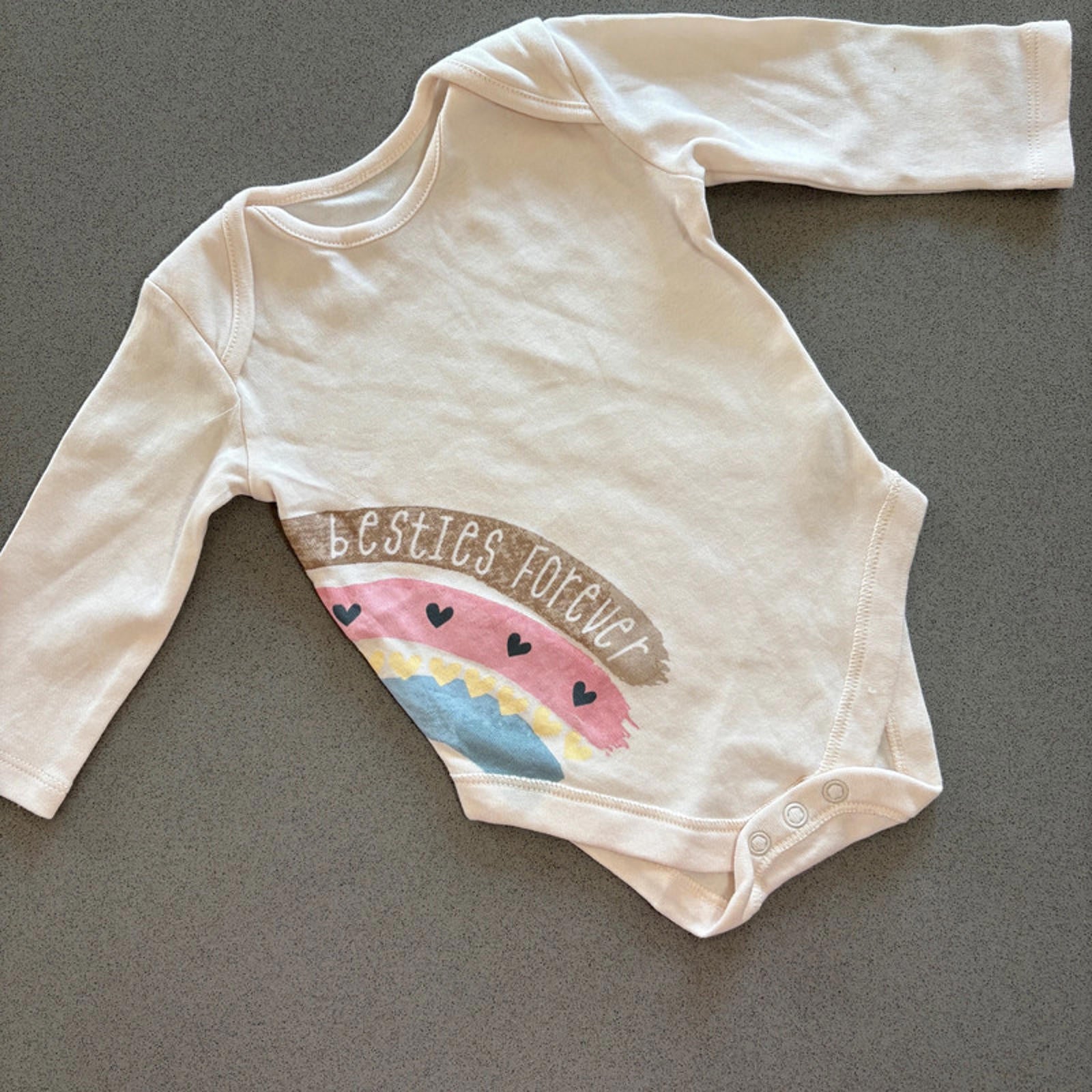 Baby Girl 3-6 months George Besties Forever Long Sleeve Bodysuit (39 28)