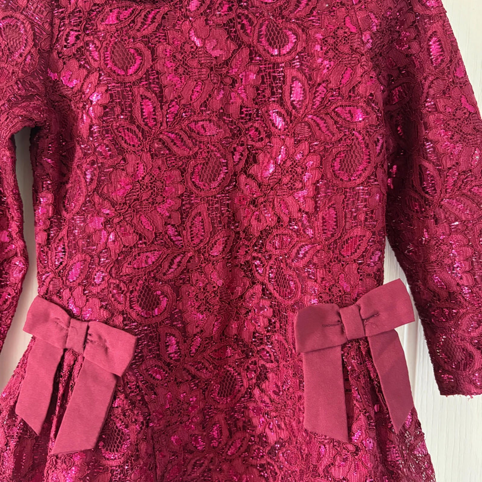 Girl 2-3 years TU Lace Metallic Burgandy Collared Occasion Dress (40 30)