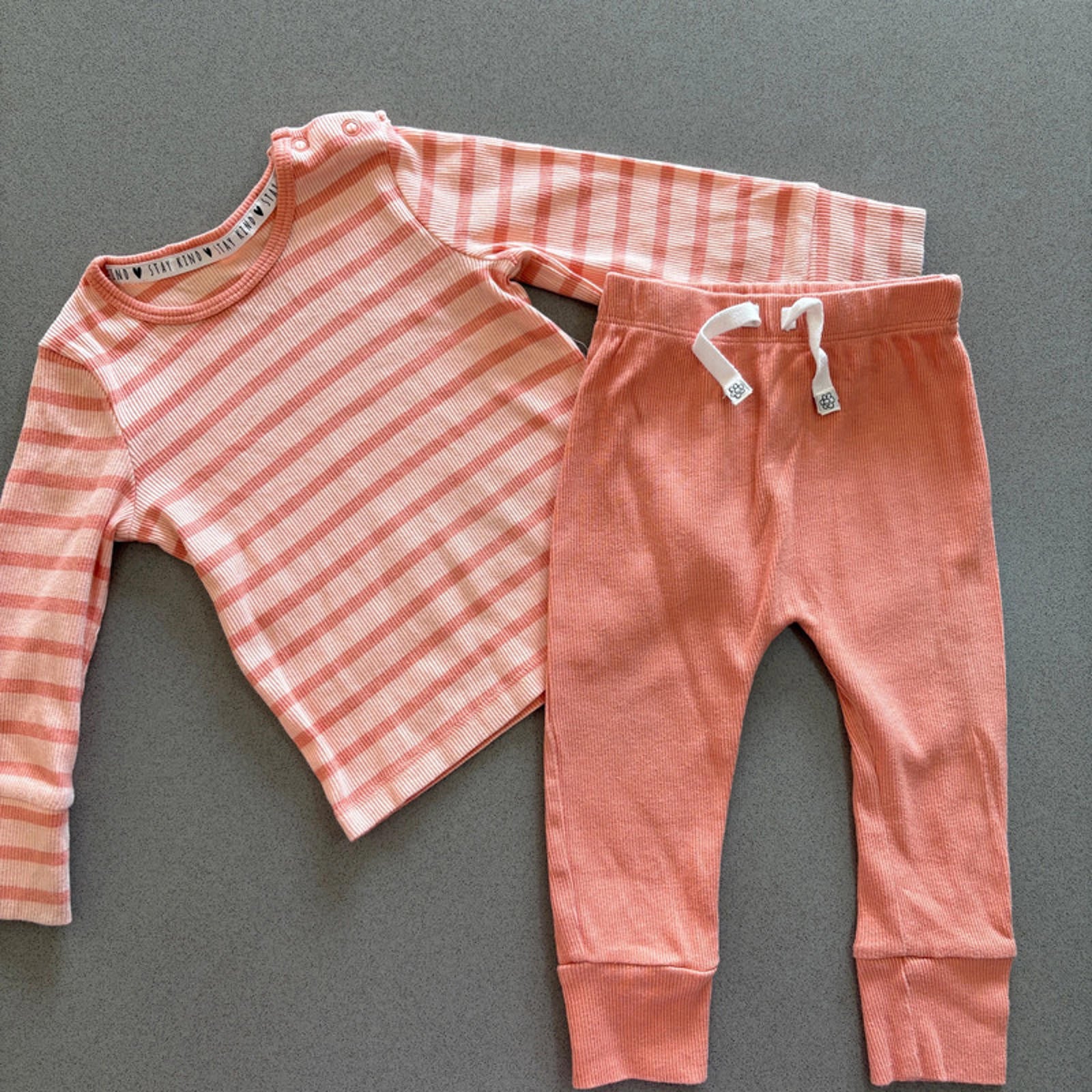 Baby Girl 6-9 months George Coral Striped Ribbed Outfit (44 10)