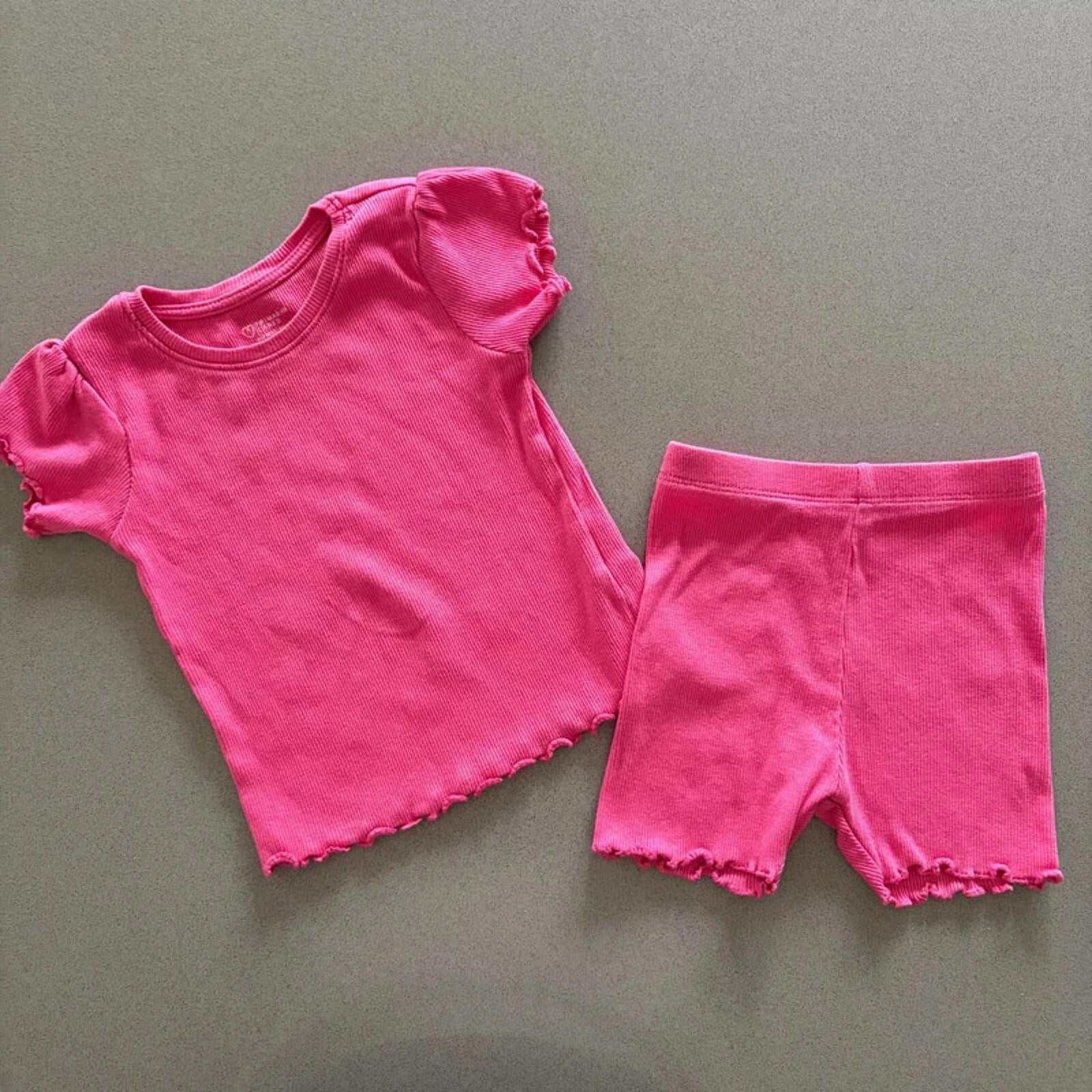 Baby Girl 18-24 months Primark Bright Pink 2 Piece Ribbed Skinny Outfit (17 11)