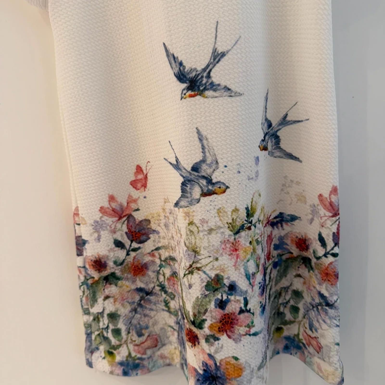Girl age 2-3 years Next White Flowers and Birds Smart Dress (31 22)