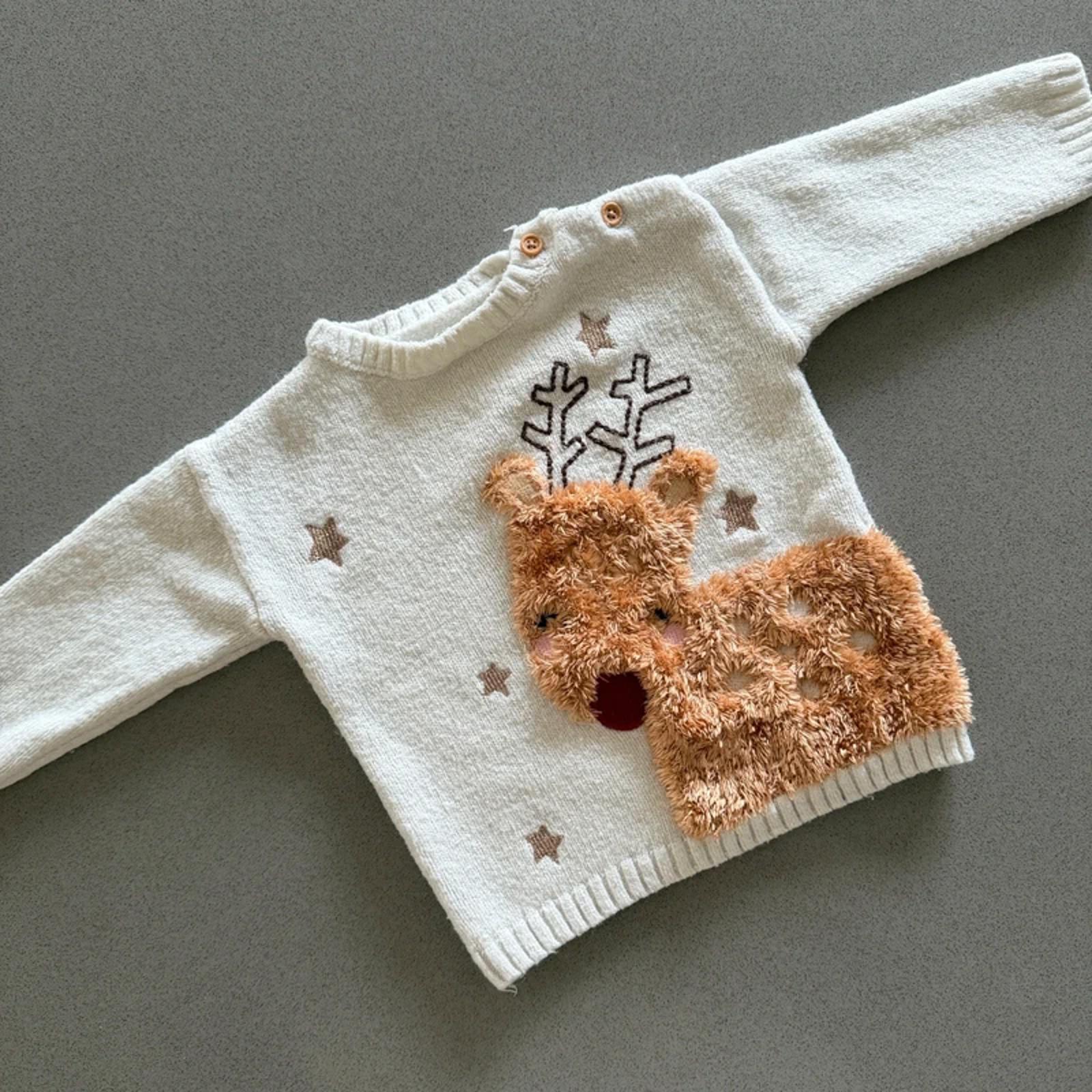Baby Girl 6-9 months George Christmas Fluffy Reindeer Pullover Jumper (24 24)