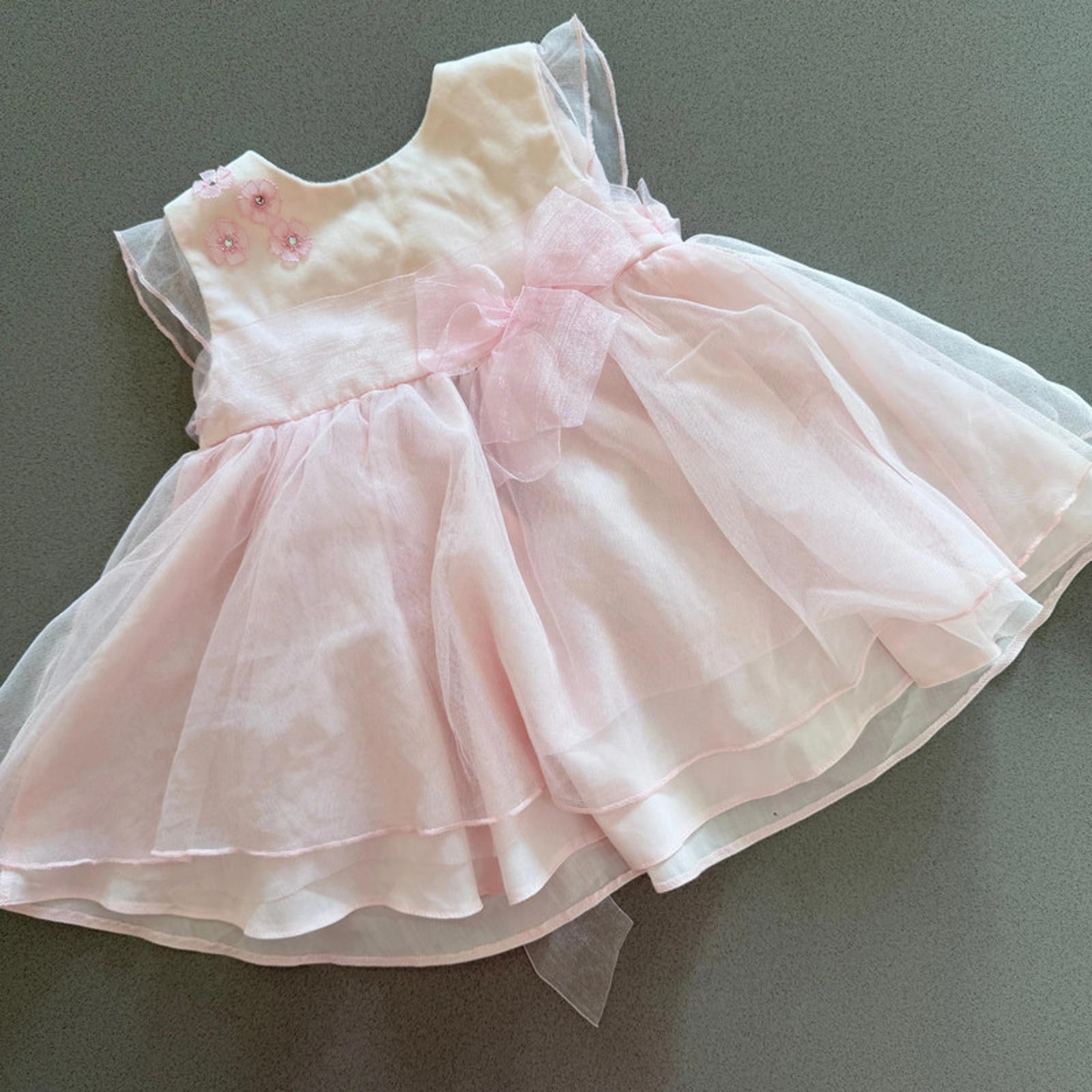 Baby Girl 3-6 months George Pink Occasion Party Dress with Tulle & Bow (61 78)