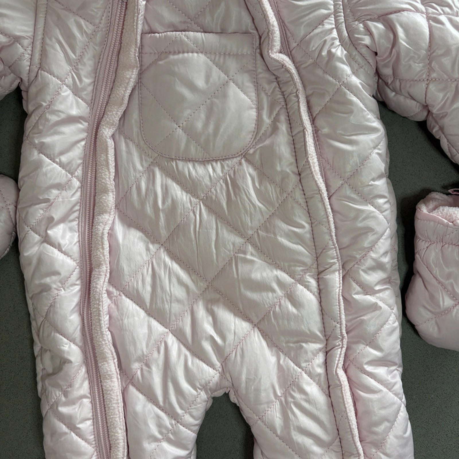Baby Girl 6-9 Months Babaluno Pink Quilted Snowsuit  Detachable Mittens (16 20)