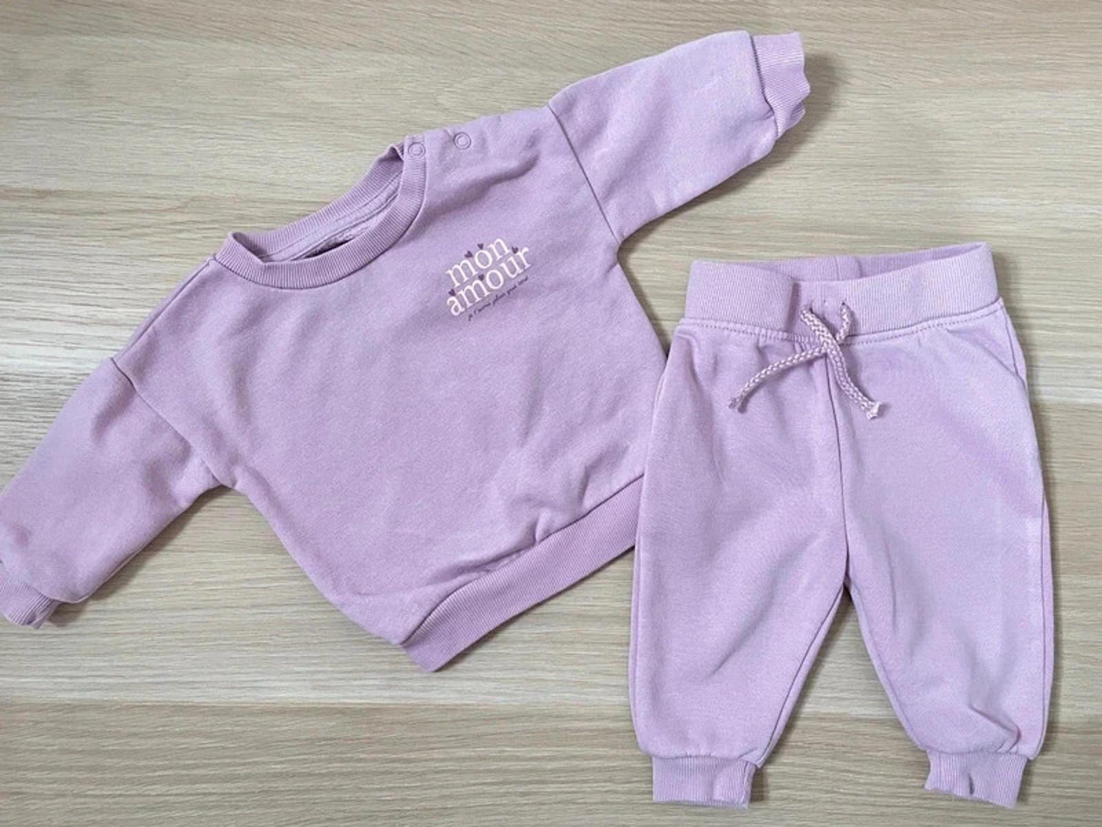 Baby Girl 3-6 months Primark Mon Amour Pink 2 Piece Tracksuit Outfit (27 09)